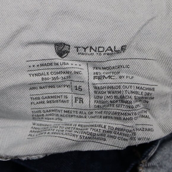 Tyndale FR Jeans Mens 35x34 Blue 5-Pocket FRMC FLF 800 Flame Resistant Workwear - Picture 14 of 16